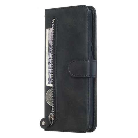 Zipper Pocket Flip Leather Wallet Case for Huawei Honor 9X (Global)/ P Smart Z/Y9 Prime/ Enjoy 10 Plus