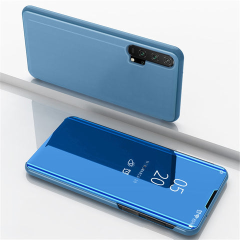 Plated Mirror Surface View Window Leather Stand Cover for Huawei Honor 20 Pro