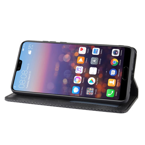 Retro PU Leather Wallet Stand Phone Cover Casing for Huawei P20