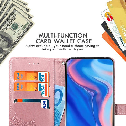 Embossed Mandala Flower Leather Wallet Phone Case for Huawei Honor 9X (Global)/ Y9 Prime 2019 / Enjoy 10 Plus