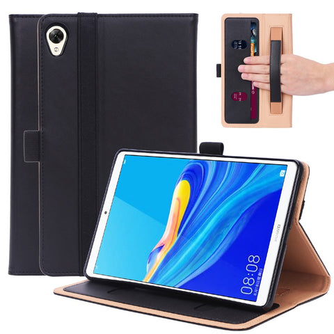 Leather Stand Card Holder Tablet Case with Elastic Band for Huawei MediaPad M6 8.4-inch