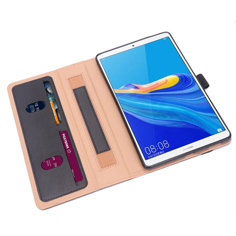 Leather Stand Card Holder Tablet Case with Elastic Band for Huawei MediaPad M6 8.4-inch