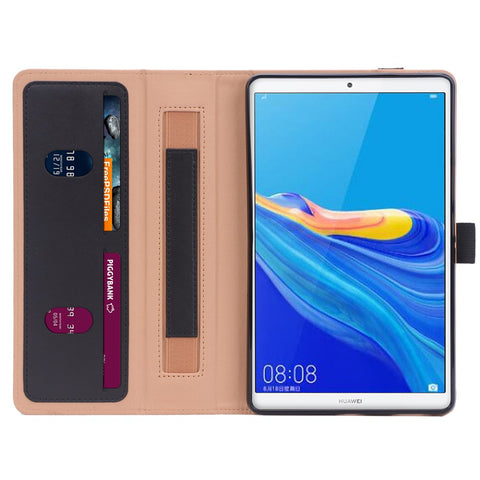 Leather Stand Card Holder Tablet Case with Elastic Band for Huawei MediaPad M6 8.4-inch