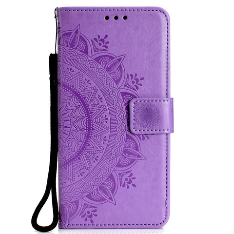 Imprint Mandala Flower Stand Wallet Leather Case for Huawei Honor 20 Pro