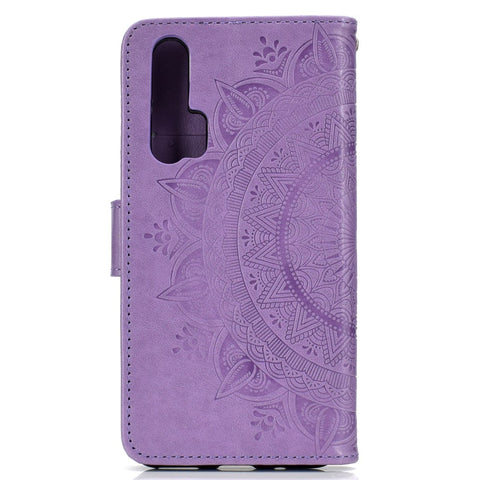 Imprint Mandala Flower Stand Wallet Leather Case for Huawei Honor 20 Pro