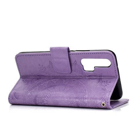Imprint Mandala Flower Stand Wallet Leather Case for Huawei Honor 20 Pro