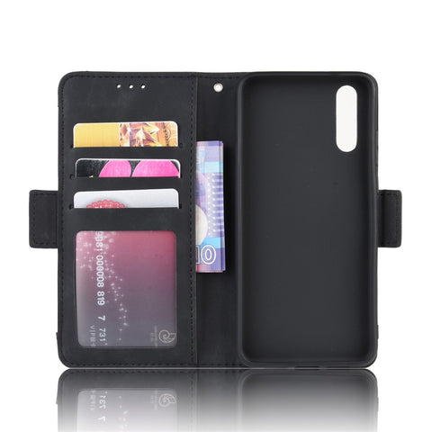 Leather Wallet Stand Phone Cover with Multiple Card Slots Protective Shell for Huawei P20
