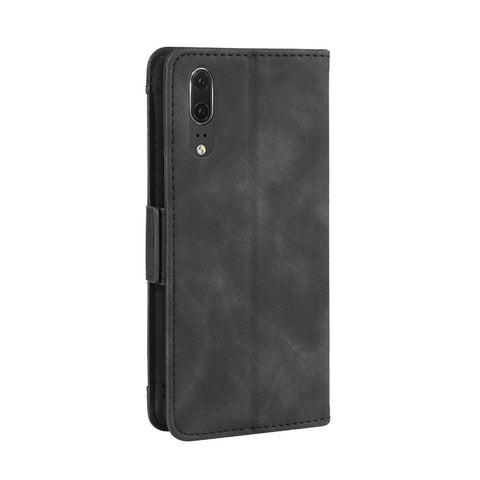 Leather Wallet Stand Phone Cover with Multiple Card Slots Protective Shell for Huawei P20