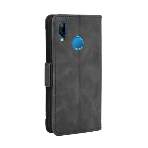 For Huawei P20 Lite (2018)/Nova 3e Protective Shell Leather Wallet Stand with Multiple Card Slots Phone Case