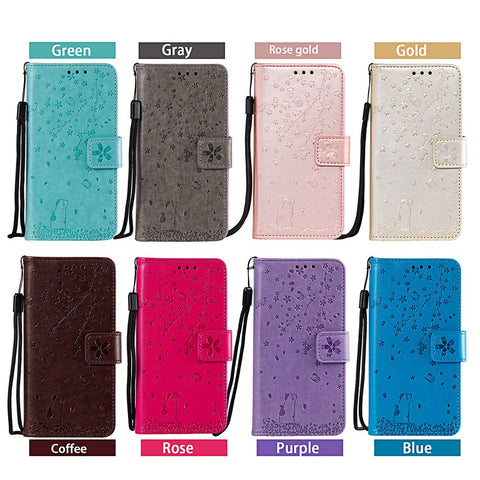 Imprint Flower Leather Wallet Cell Phone Casing Shell for Huawei Y7 (2019)