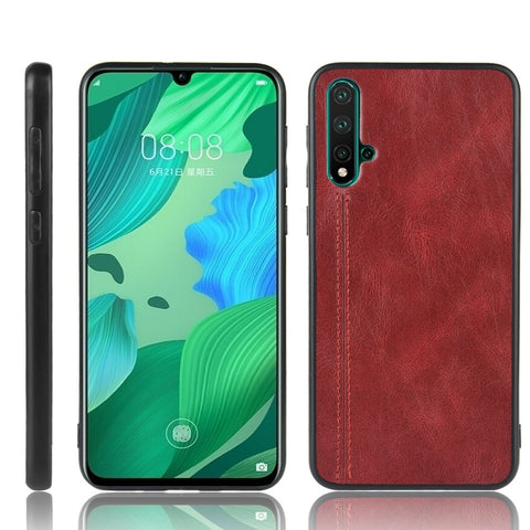 Leather Coated PC + TPU Hybrid Phone Case for Huawei Nova 5 Pro / Nova 5