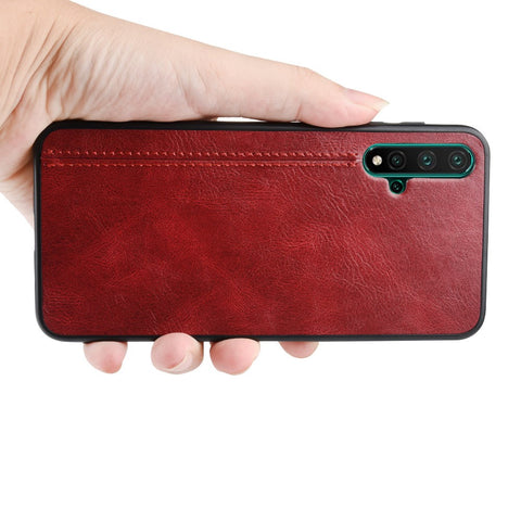 Leather Coated PC + TPU Hybrid Phone Case for Huawei Nova 5 Pro / Nova 5