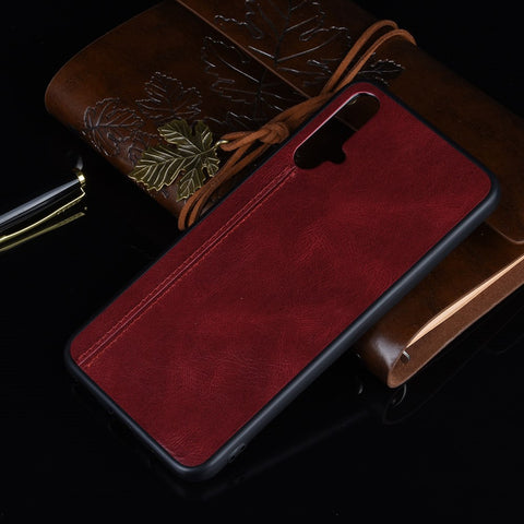 Leather Coated PC + TPU Hybrid Phone Case for Huawei Nova 5 Pro / Nova 5