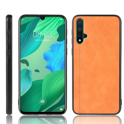 Leather Coated PC + TPU Hybrid Phone Case for Huawei Nova 5 Pro / Nova 5