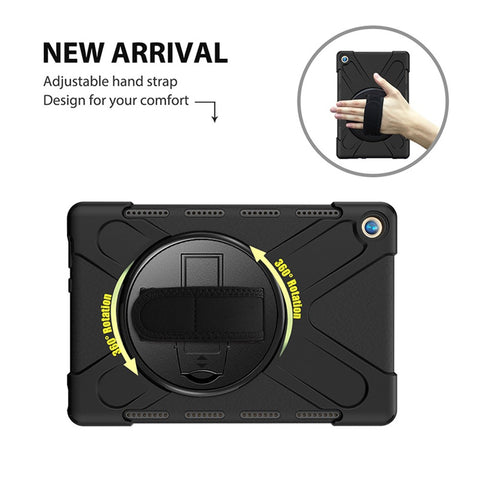 360 Degree Swivel Kickstand PC + Silicone Combo Case with Hand Holder Strap and Pen Slot for Huawei MediaPad M5 10 (10.8") / M5 (Pro) 10.8"