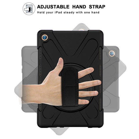 360 Degree Swivel Kickstand PC + Silicone Combo Case with Hand Holder Strap and Pen Slot for Huawei MediaPad M5 10 (10.8") / M5 (Pro) 10.8"