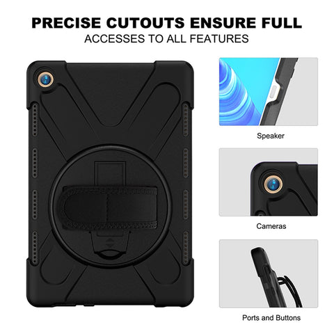 360 Degree Swivel Kickstand PC + Silicone Combo Case with Hand Holder Strap and Pen Slot for Huawei MediaPad M5 10 (10.8") / M5 (Pro) 10.8"