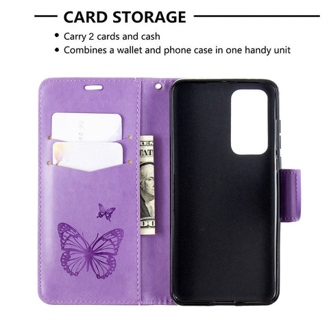 Imprint Butterfly Wallet Leather Stand Case for Huawei P40