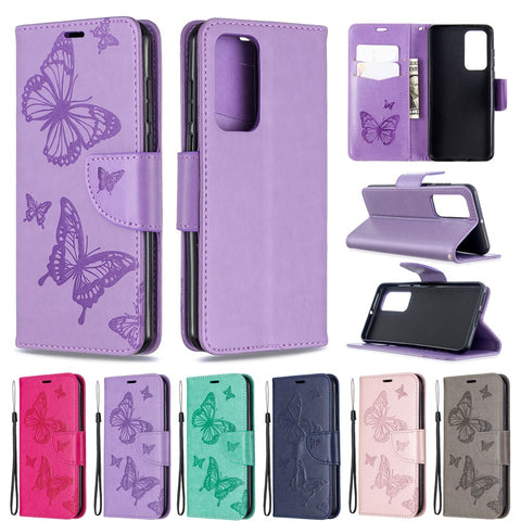 Imprint Butterfly Wallet Leather Stand Case for Huawei P40