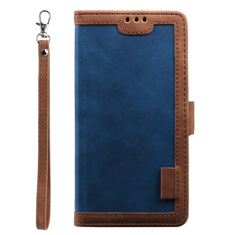Vintage Splicing Design Wallet Stand Leather Phone Case Shell for Huawei Y7 (2019)