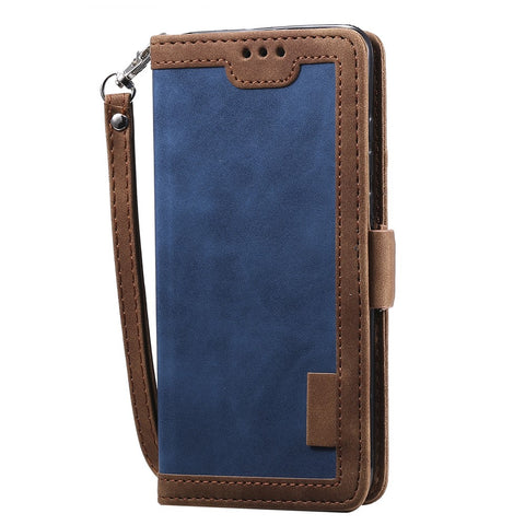 Vintage Splicing Design Wallet Stand Leather Phone Case Shell for Huawei Y7 (2019)