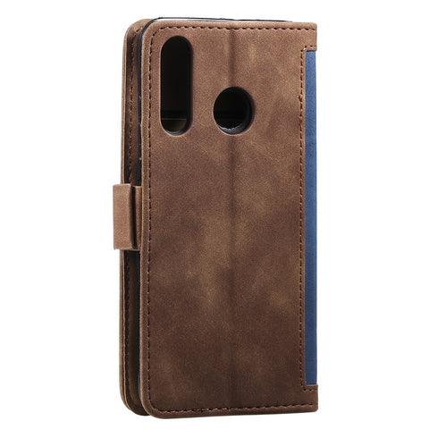 Vintage Splicing Design Wallet Stand Leather Phone Case Shell for Huawei Y7 (2019)