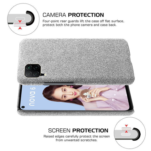 KSQ Cloth Coated Hard Plastic Phone Casing for Huawei P40 lite/nova 6 SE/Nova 7i