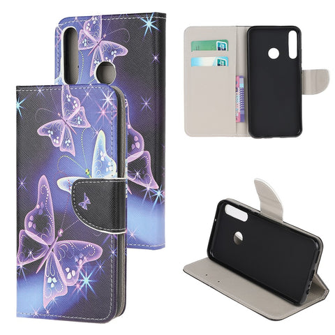 Cross Texture Patterned Stand Leather Shell Wallet Cover for Huawei P40 lite E/Y7p/Honor 9C
