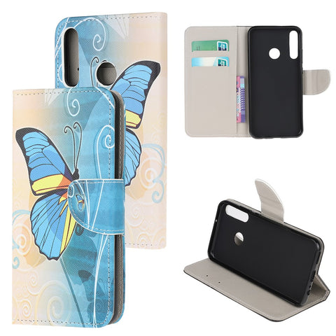 Cross Texture Patterned Stand Leather Shell Wallet Cover for Huawei P40 lite E/Y7p/Honor 9C