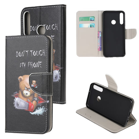 Cross Texture Patterned Stand Leather Shell Wallet Cover for Huawei P40 lite E/Y7p/Honor 9C