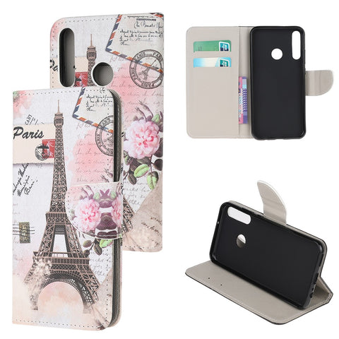 Cross Texture Patterned Stand Leather Shell Wallet Cover for Huawei P40 lite E/Y7p/Honor 9C