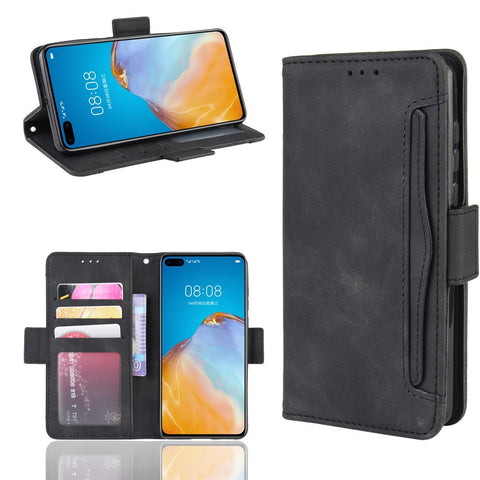 Multiple Card Slots Leather Wallet Stand Shell for Huawei P40
