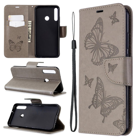 Imprint Butterfly Leather Wallet Case for Huawei P40 Lite E / Y7p