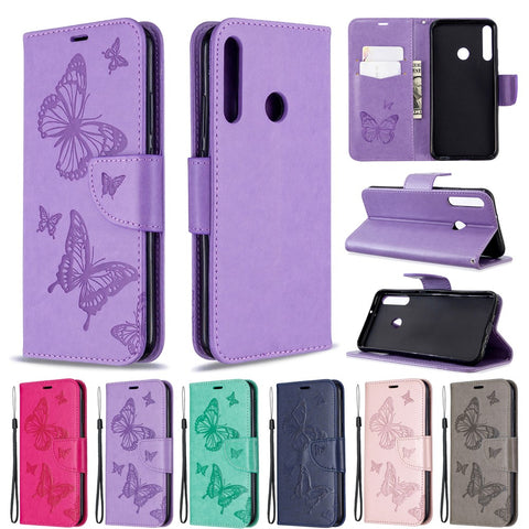Imprint Butterfly Leather Wallet Case for Huawei P40 Lite E / Y7p