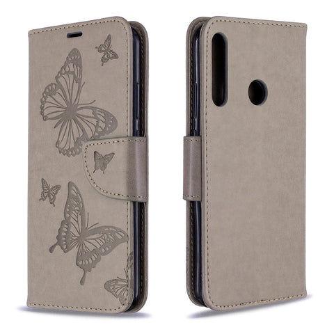 Imprint Butterfly Leather Wallet Case for Huawei P40 Lite E / Y7p