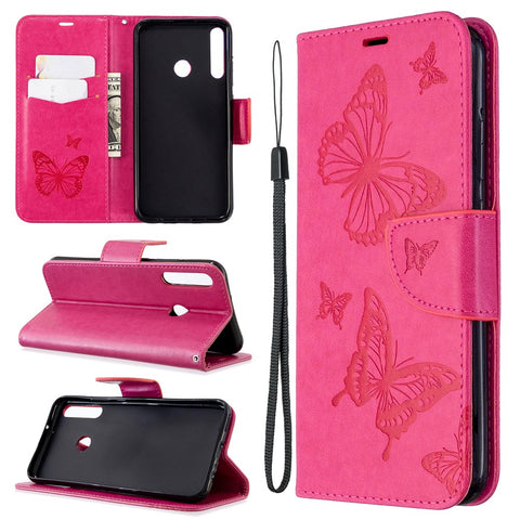 Imprint Butterfly Leather Wallet Case for Huawei P40 Lite E / Y7p