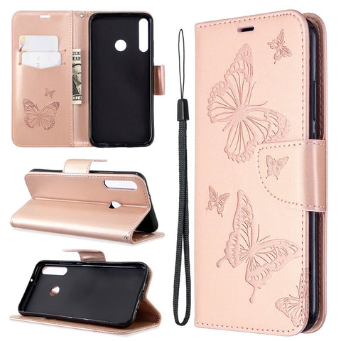 Imprint Butterfly Leather Wallet Case for Huawei P40 Lite E / Y7p