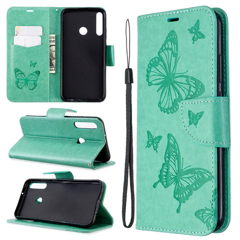 Imprint Butterfly Leather Wallet Case for Huawei P40 Lite E / Y7p