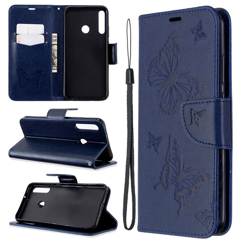 Imprint Butterfly Leather Wallet Case for Huawei P40 Lite E / Y7p
