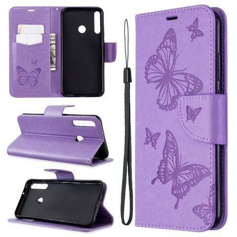 Imprint Butterfly Leather Wallet Case for Huawei P40 Lite E / Y7p