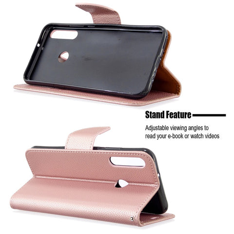 Litchi Skin Wallet Leather Phone Case with Strap for Huawei P40 lite E/Y7p/Honor 9C