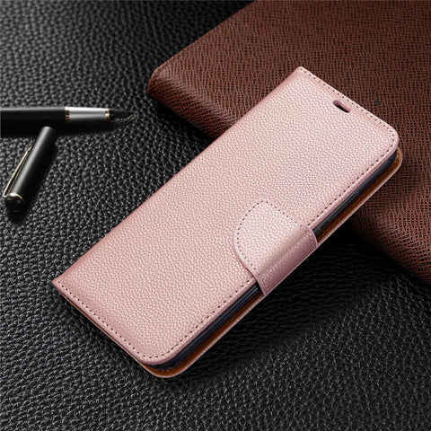 Litchi Skin Wallet Leather Phone Case with Strap for Huawei P40 lite E/Y7p/Honor 9C