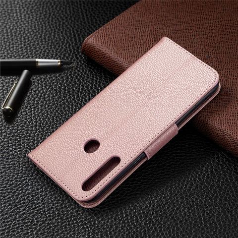 Litchi Skin Wallet Leather Phone Case with Strap for Huawei P40 lite E/Y7p/Honor 9C