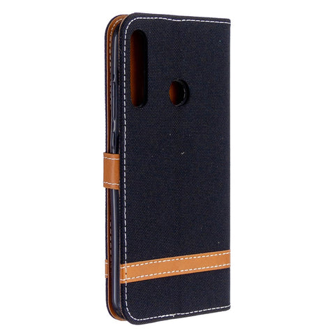 Assorted Color Jeans Cloth Leather Wallet Stand Case for Huawei P40 lite E / Y7p