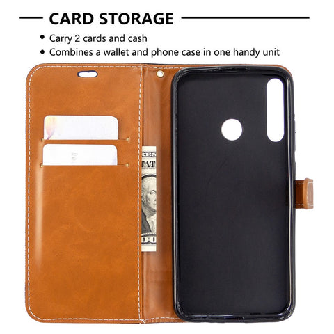 Assorted Color Jeans Cloth Leather Wallet Stand Case for Huawei P40 lite E / Y7p