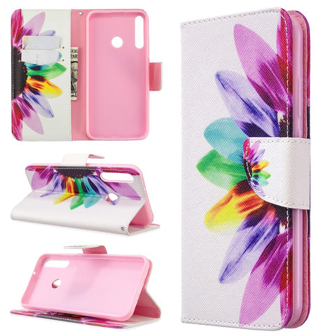 Pattern Printing Leather Wallet Shell for Huawei P40 Lite E / Y7p