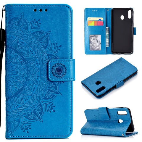 Imprint Flower Leather Wallet Stand Case for Huawei P40 lite E / Y7p