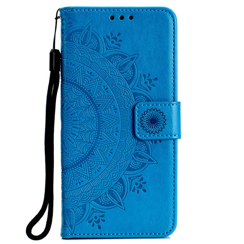 Imprint Flower Leather Wallet Stand Case for Huawei P40 lite E / Y7p