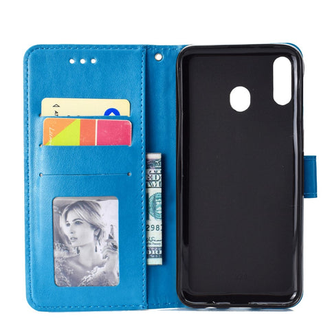 Imprint Flower Leather Wallet Stand Case for Huawei P40 lite E / Y7p