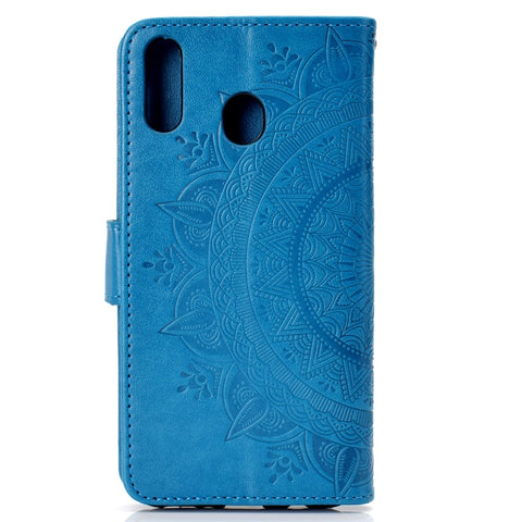 Imprint Flower Leather Wallet Stand Case for Huawei P40 lite E / Y7p